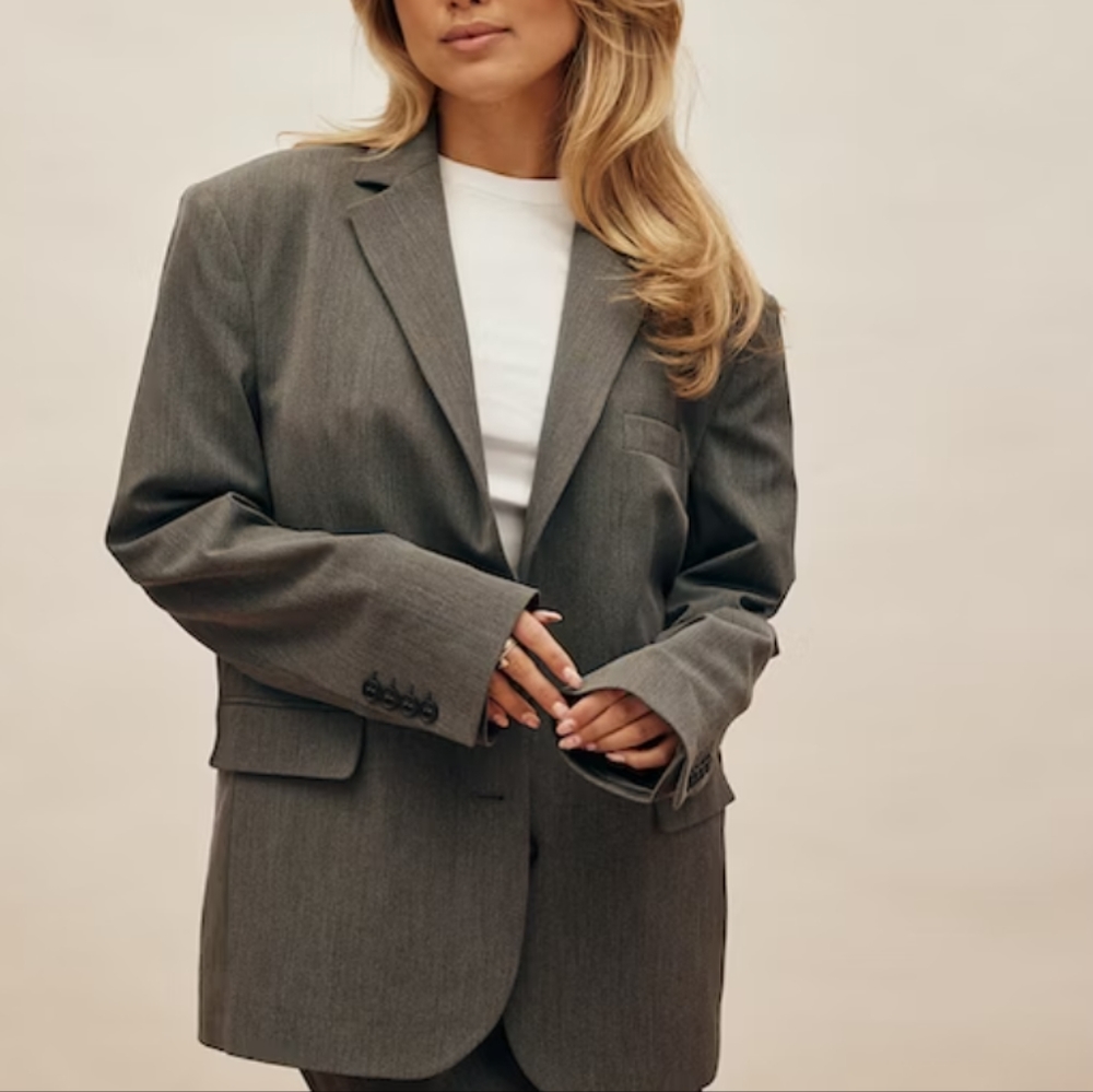 Djerf Avenue Oversized Gray Blazer Jacket